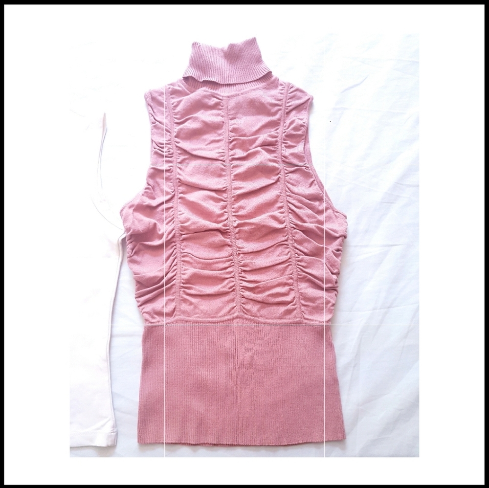 Rose pink turtle neck sleeveless top NEW